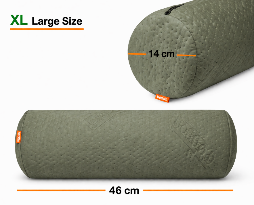 Beddo™ Bamboo Multi-Purpose Cylinder Pillow – White (Standard Size 30×12 cm)