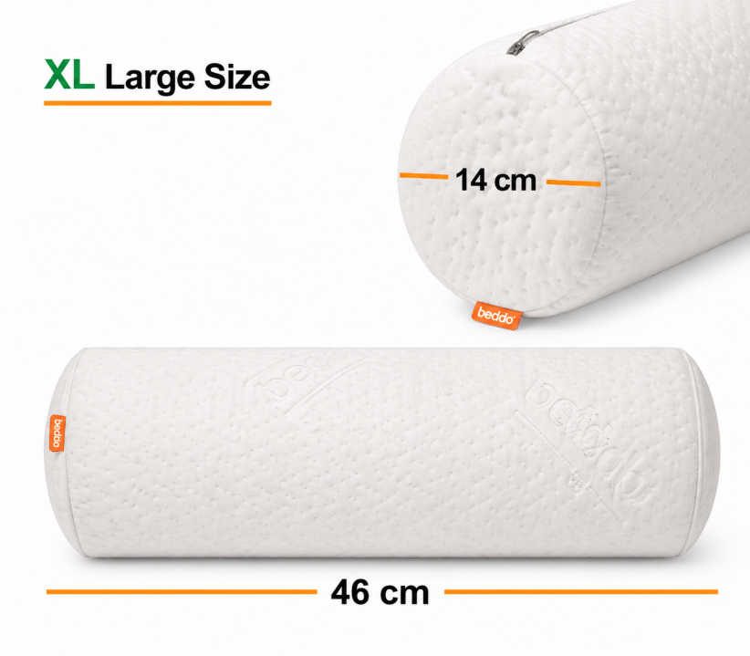 Beddo™ Bamboo Multi-Purpose Cylinder Pillow – White (Standard Size 30×12 cm)
